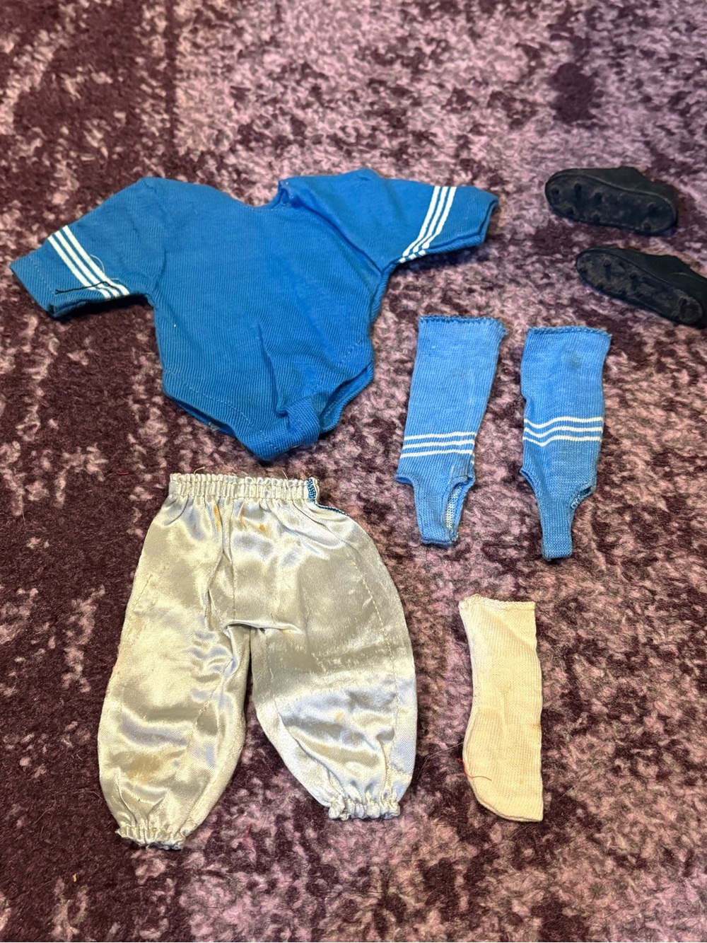 Vintage Rosko Blue Striped Football Bodysuit Set with Pants & Socks Johnny Hero